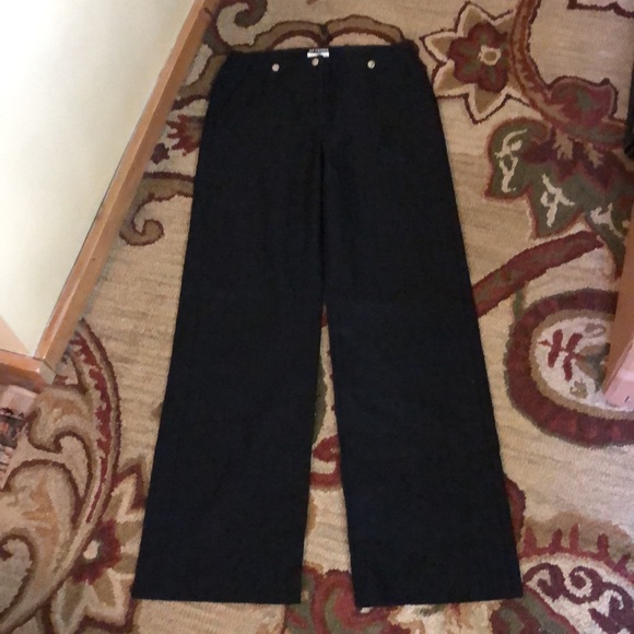 GF FERRE size EU 26 / 40 Classic Ink Black Slim Trouser LOGO Silver Buttons $279 - Picture 3 of 16